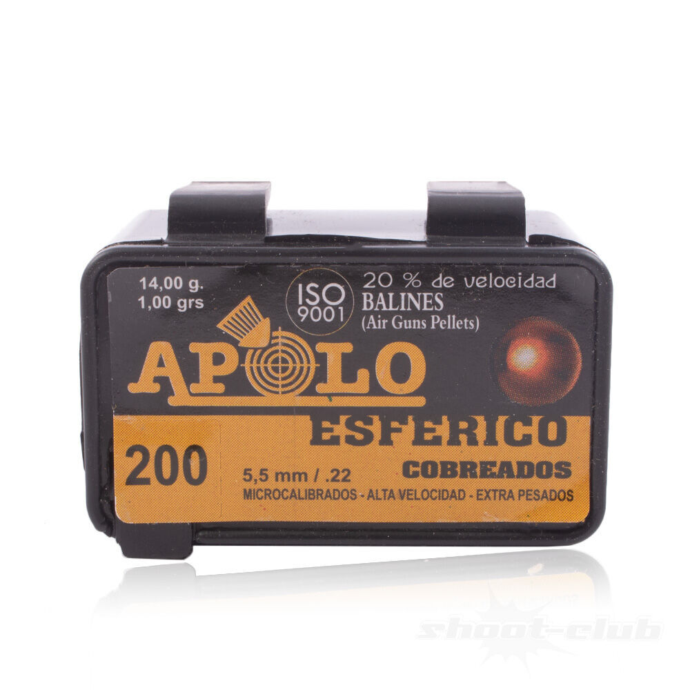 Apolo Esferico Rundkugeln Luftgewehrkugeln 5,5mm 1,0 g 200 Stk