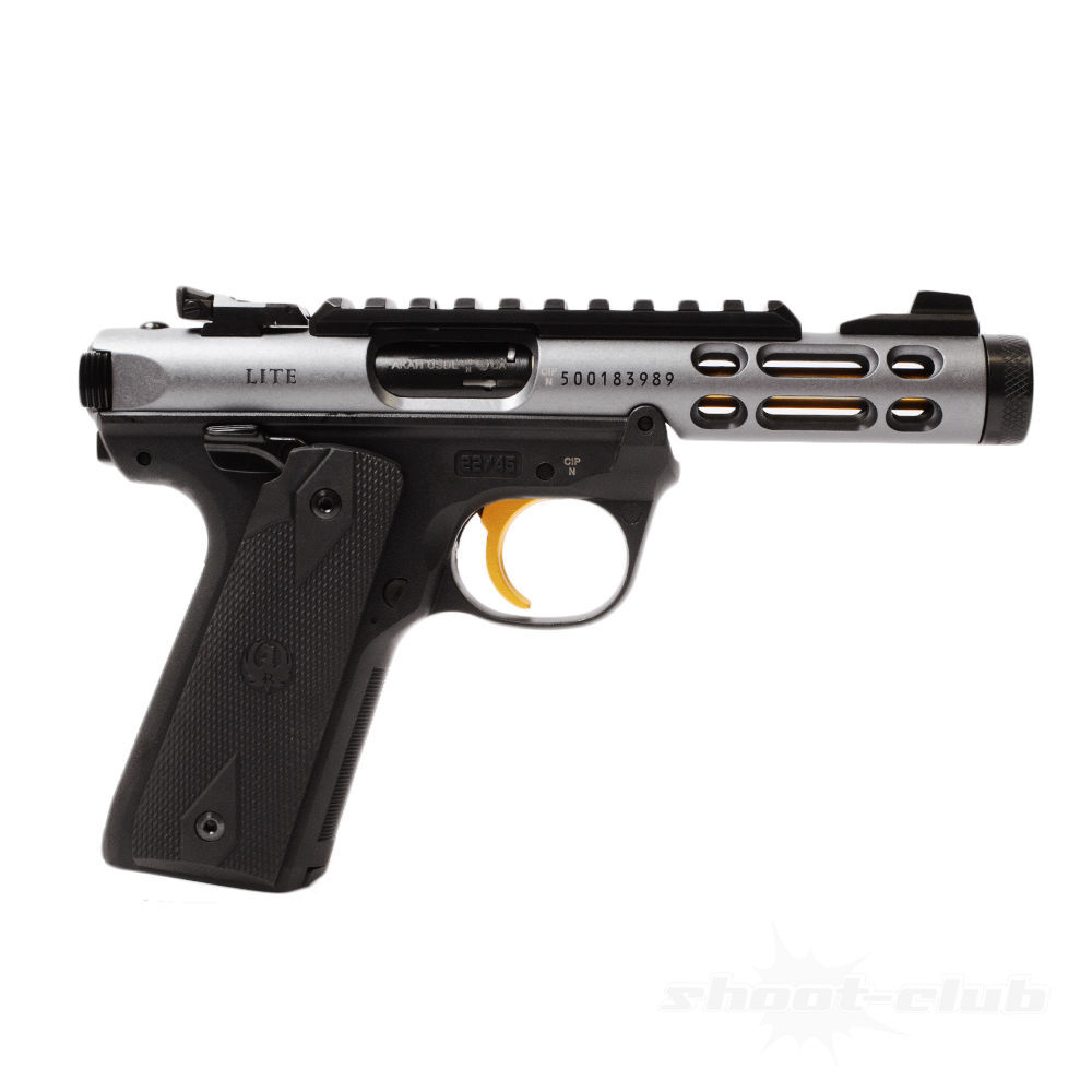 Ruger Mark IV 22/45 Lite Diamond Grau mit goldenem Abzug Kaliber .22lr