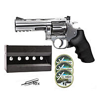 Dan Wesson 715 CO2 Revolver 4 Zoll Kal. 4,5mm Diabolos Silber im Plinking-Set